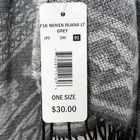 Massini Blanket Poncho Sz One Size Hooded Gray Grey Fringe - Picture 6 of 8